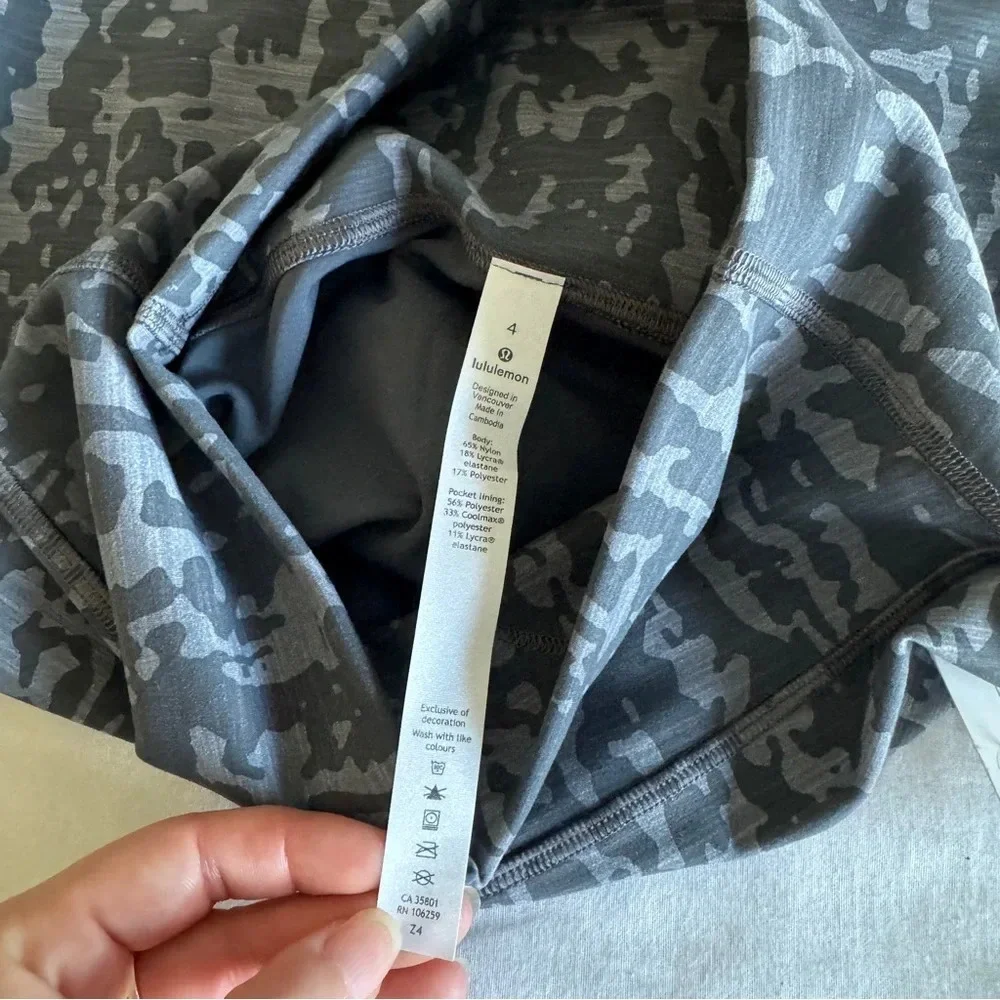 🆕 Lululemon Wunder Train HR Tight 25” Print Heathered PU Black Asphalt Grey